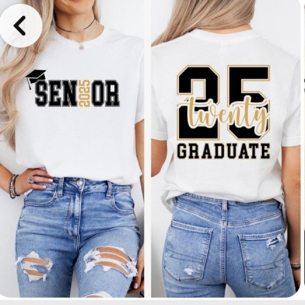 Senior 2025 Graduation shirts, sweaters, hoodies. Custom made!